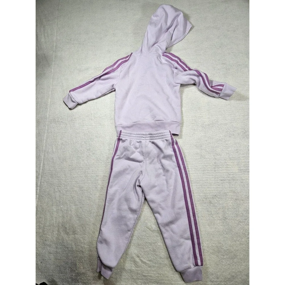 Toddler Size 3T Lavender ADIDAS Three Stripe Track Suit Hoodie Sweatpants